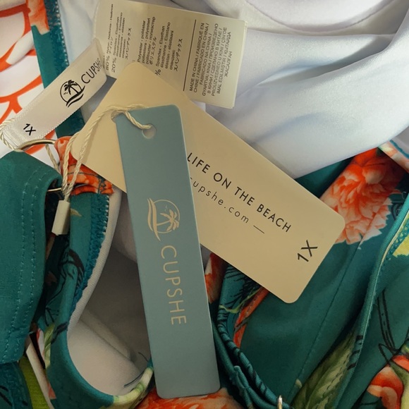 Cupshe Swim Cupshe Onepiece Swimwear Underwire Push Up Green Floral